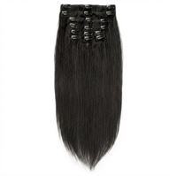 Clip-on Hair Extensions Remy-hår, 50 cm, Black #1